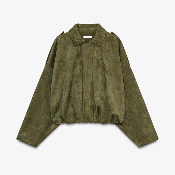 Zara Olive Bomber Jacket - Picture 1 of 5